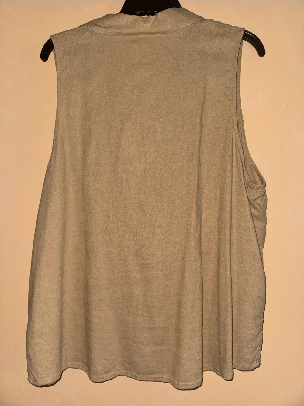Michael Kors Beige Lace-Up Collared Sleeveless Tank